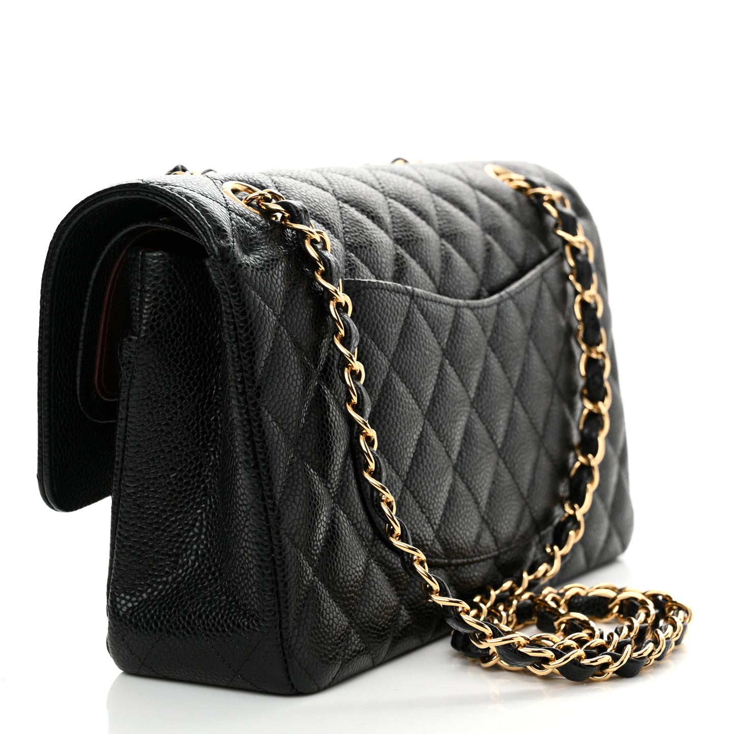 Caviar Quilted Medium Double Flap Black