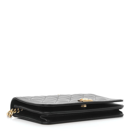 Chanel Caviar Quilted Boy Wallet On Chain WOC Black 4 of 9