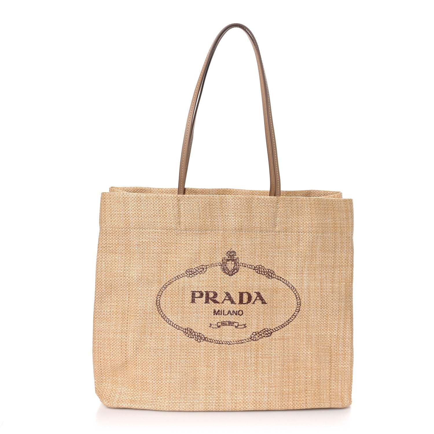 Prada Raffia Logo Tote Naturale 1 of 9