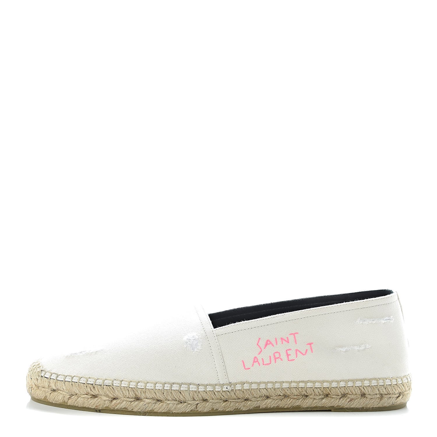 Saint Laurent Canvas Elba Logo Embroidered Espadrilles 45 Panna 1 of 9