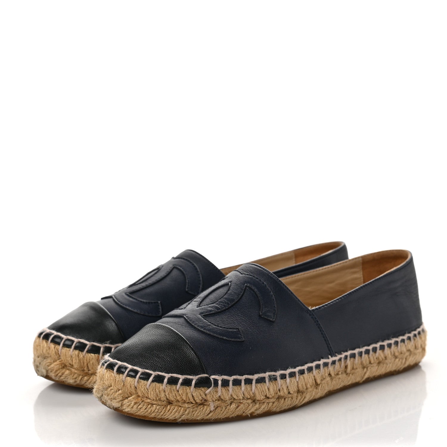 Chanel Lambskin CC Espadrilles 36 Navy Black 3 of 9