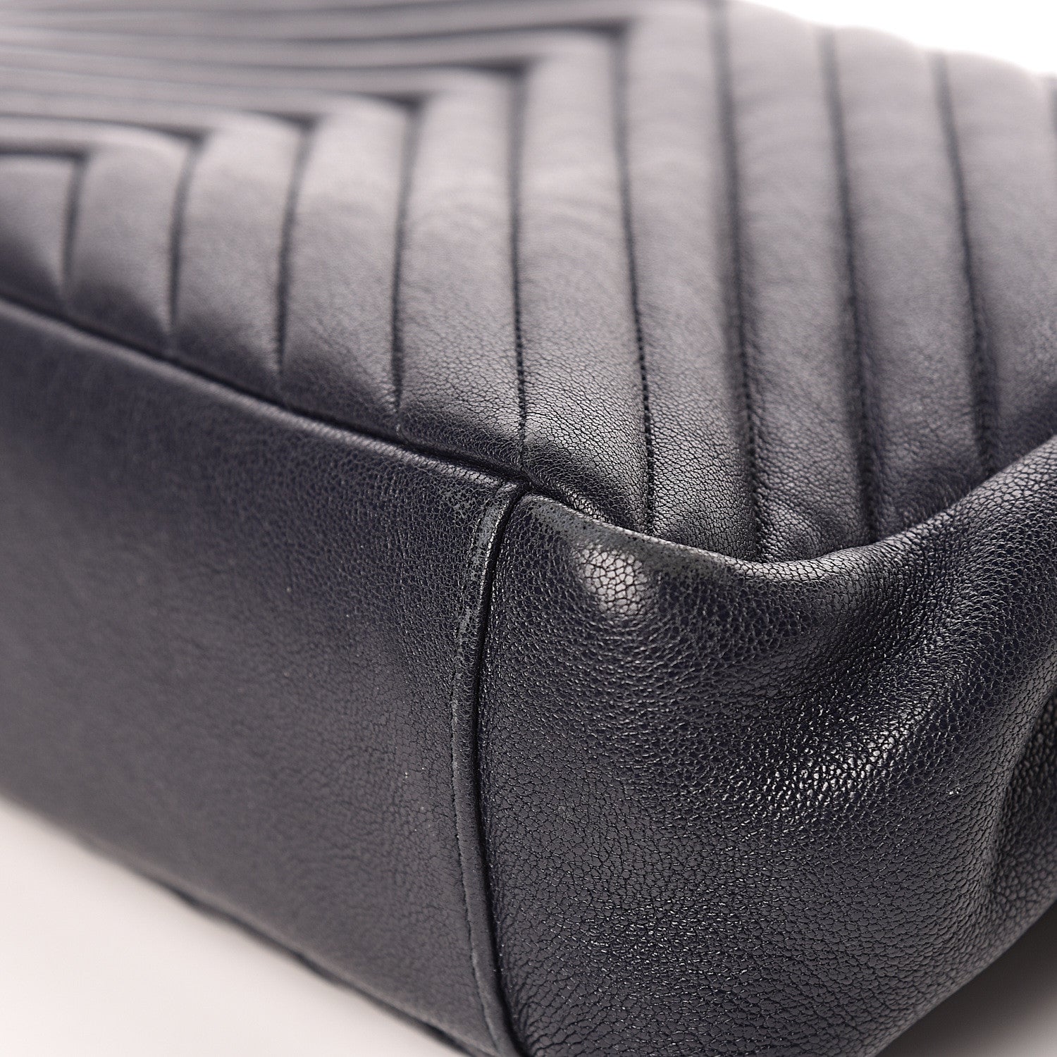 Saint Laurent Sheepskin Matelasse Chevron Monogram Large College Satchel Deep Marine 16 of 19