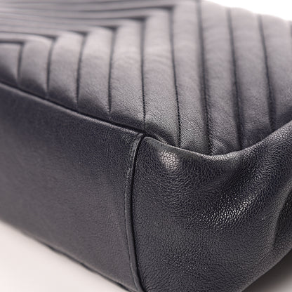 Saint Laurent Sheepskin Matelasse Chevron Monogram Large College Satchel Deep Marine 16 of 19