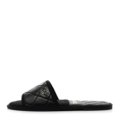 Chanel Lambskin CC Flat Mules XS Black 1 of 8