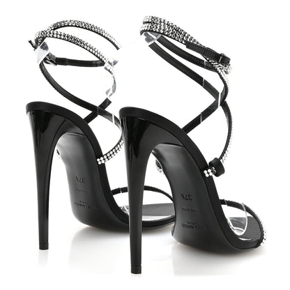Saint Laurent Crepe Satin Crystal Satine 110 Sandals 37.5 Black 5 of 8
