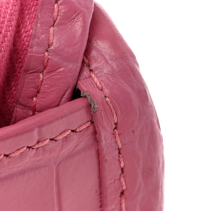 Balenciaga Shiny Supple Calfskin Crocodile Embossed Classic Silver Hardware Mini City Baby Pink 13 of 13