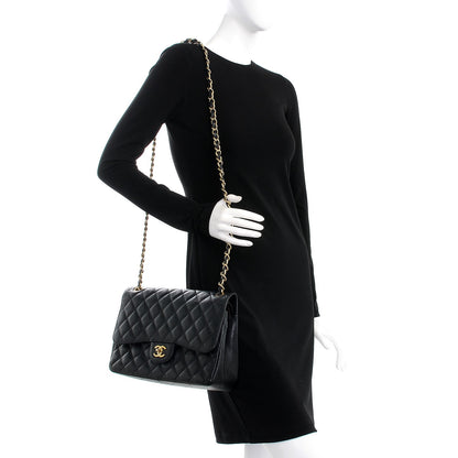 Chanel Caviar Quilted Jumbo Double Flap Black 2 of 8