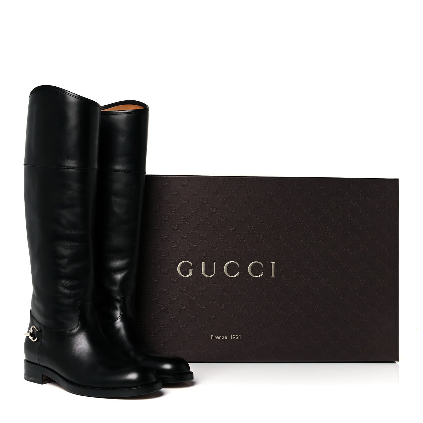 Calfskin Horsebit Tall Boots 36 Black