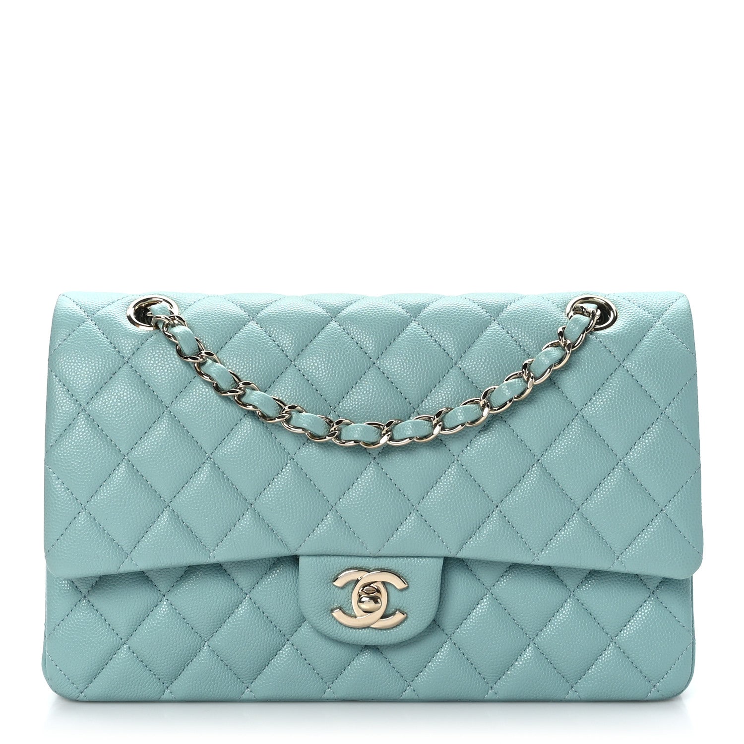 Chanel Caviar Quilted Medium Double Flap Light Blue 1 of 9