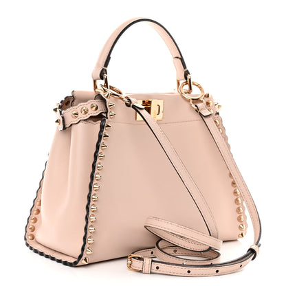 Fendi Vitello Seta Shiny Nappa Scalloped Studded Mini Peekaboo Iconic Satchel Soap 3 of 10