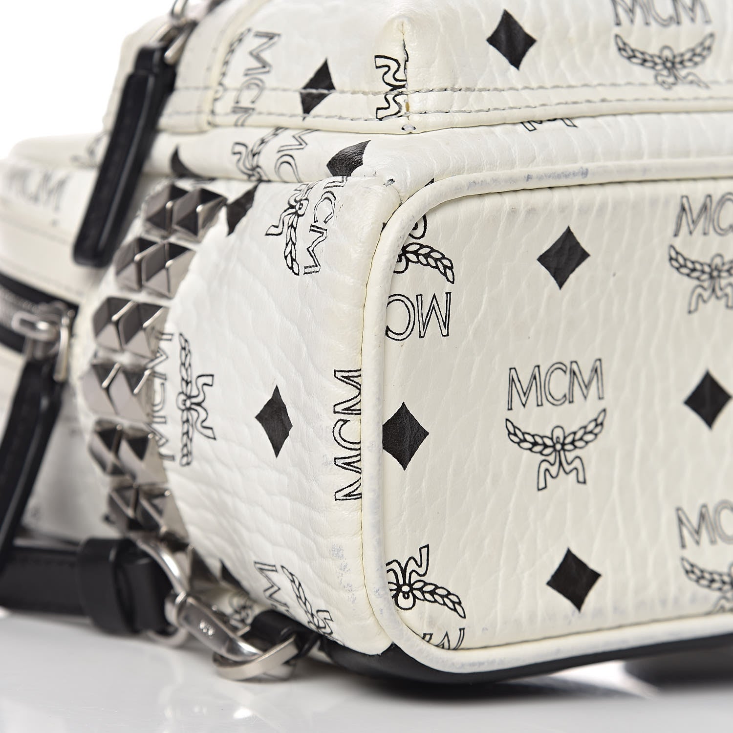 MCM Visetos Studded X-Mini Bebe Boo Backpack White 9 of 10