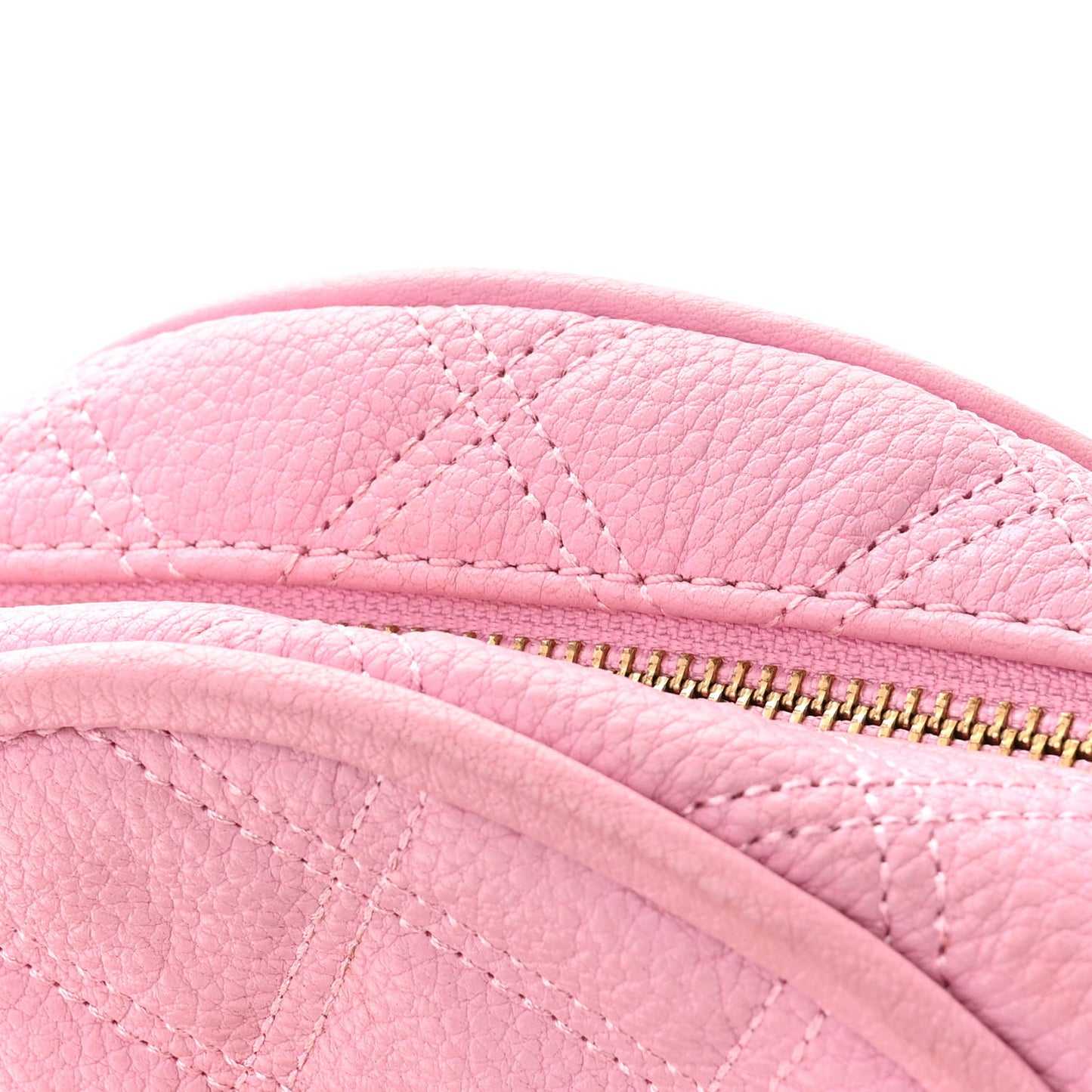 Grained Calfskin Quilted The Status Round Crossbody Pink