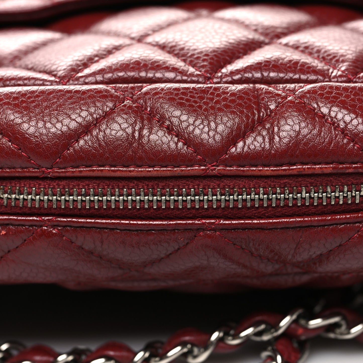 Caviar Quilted Camera Case Burgundy