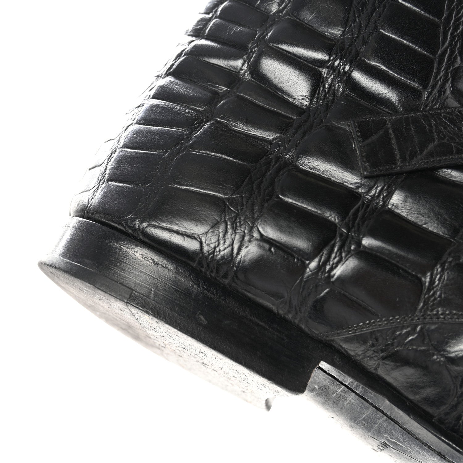 Saint Laurent Calfskin Crocodile Embossed Mens Dixon Buckle Ankle Boots 45 Black 12 of 12