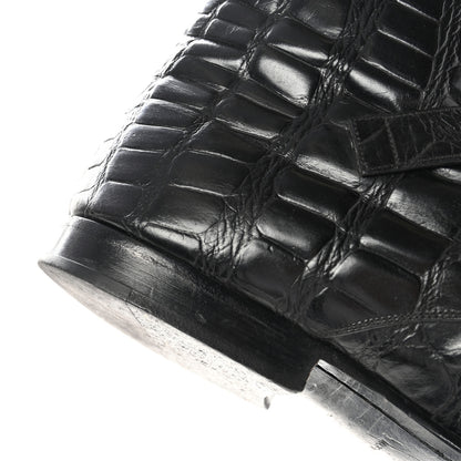 Saint Laurent Calfskin Crocodile Embossed Mens Dixon Buckle Ankle Boots 45 Black 12 of 12