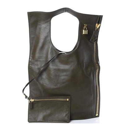 Tom Ford Ramskin Large Alix Padlock Zip Shoulder Bag Dark Green 1 of 10