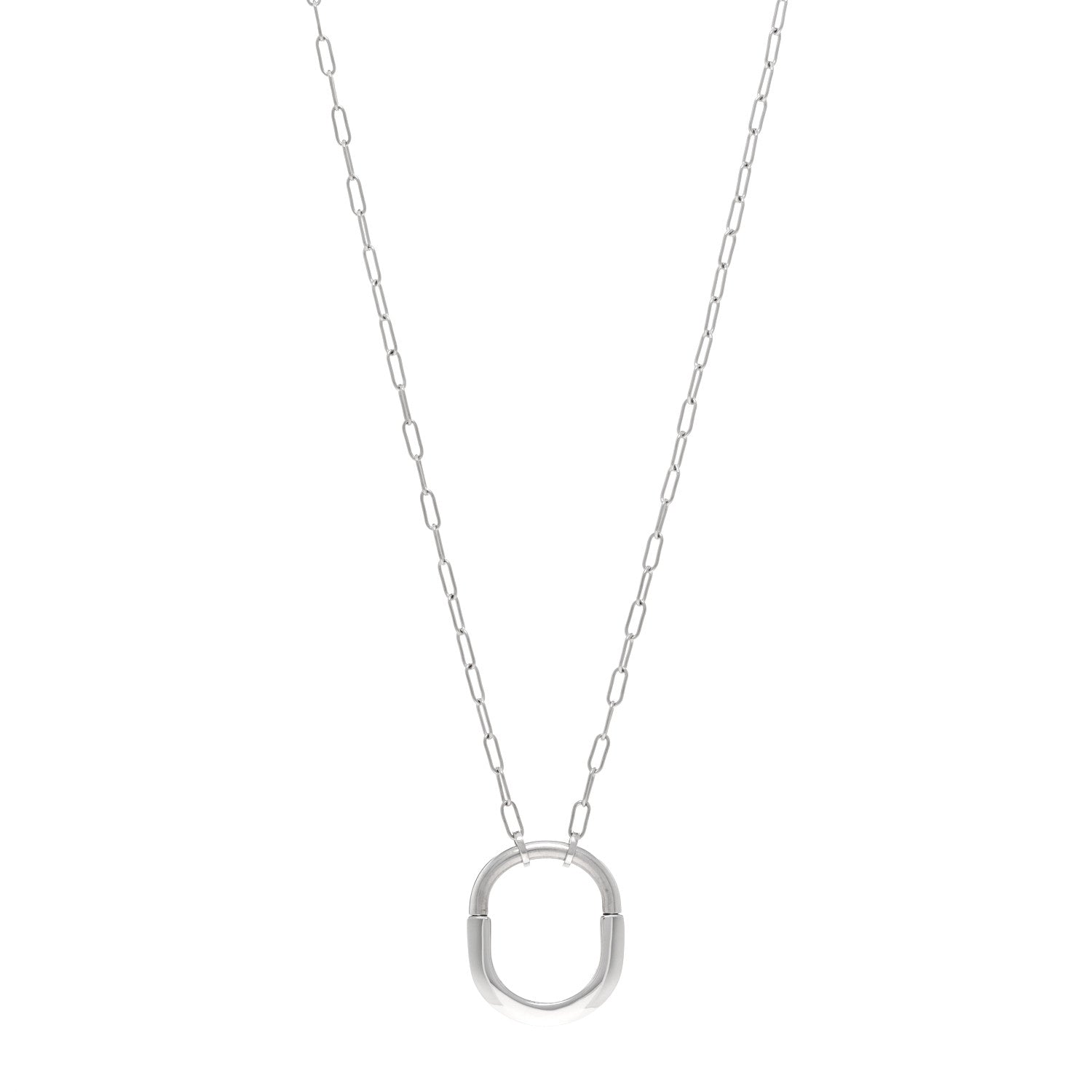 Tiffany 18K White Gold Medium Lock Pendant Necklace 1 of 5