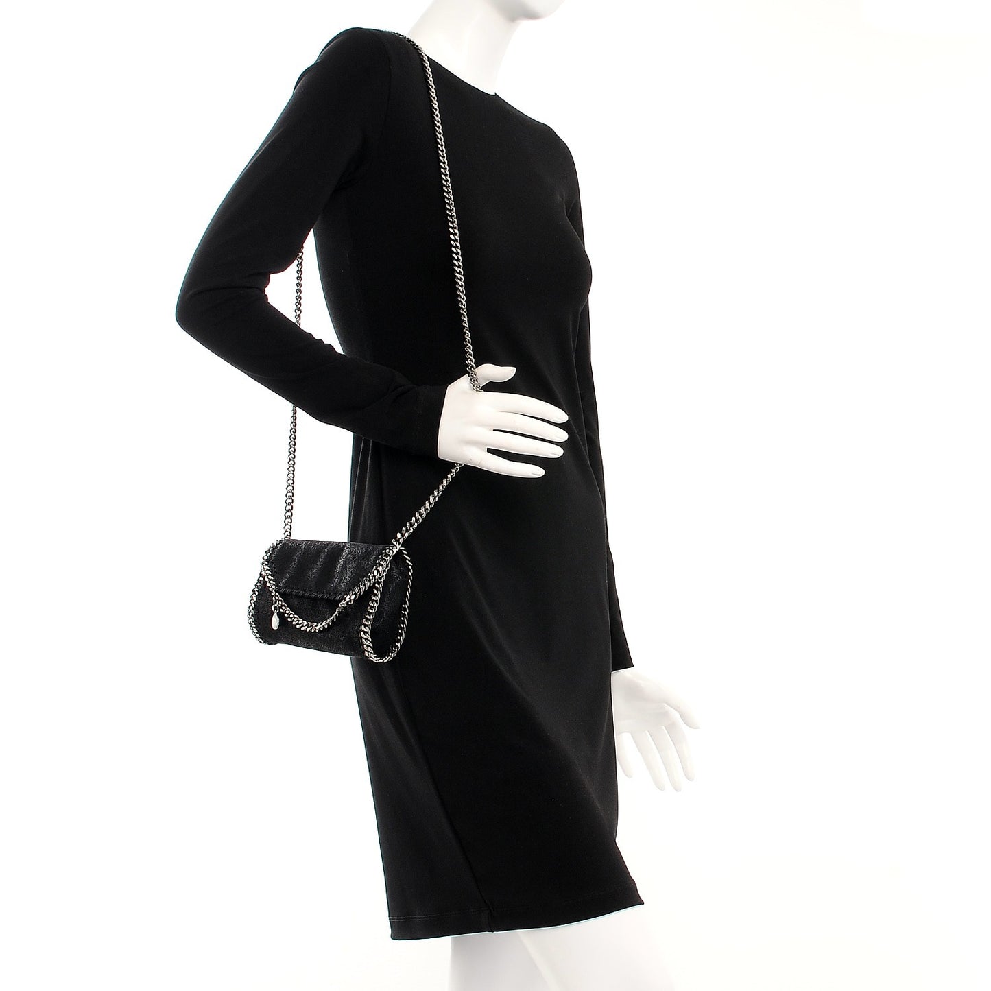 Shaggy Deer Tiny Fold Over Falabella Tote Black