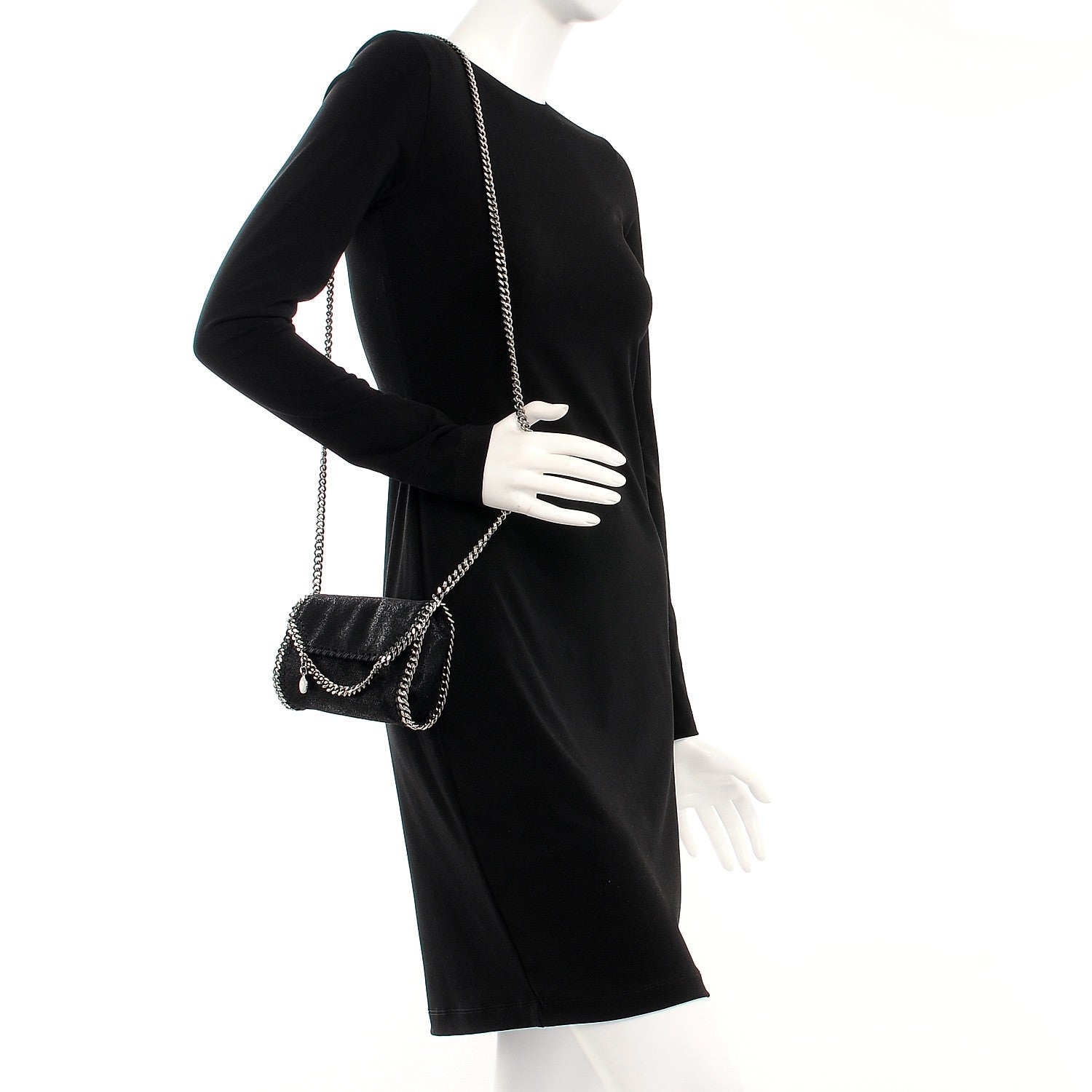 Stella McCartney Shaggy Deer Tiny Fold Over Falabella Tote Black 2 of 8