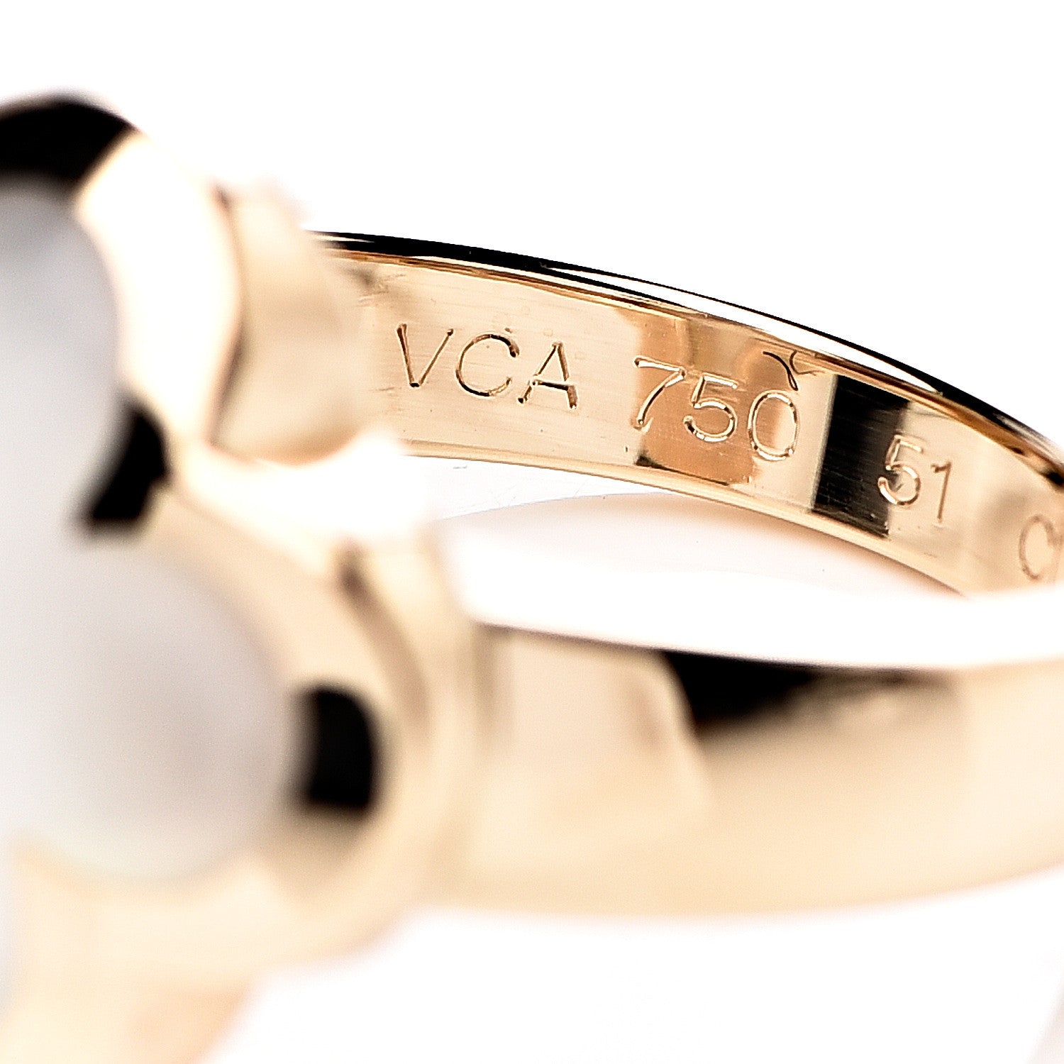 Van Cleef & Arpels 18K Yellow Gold Mother of Pearl Pure Alhambra Ring 51 5.75 5 of 8