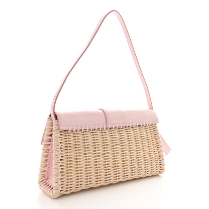 Jacquemus Glazed Calfskin Wicker Le Bambino Long Pale Pink 3 of 14