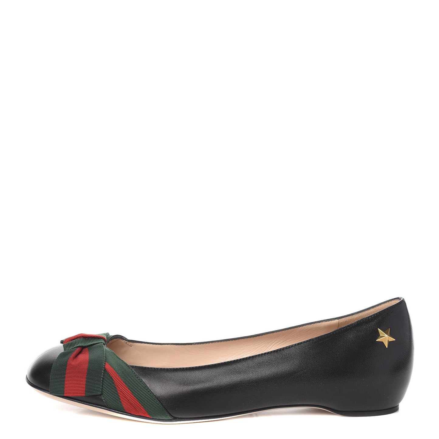 Calfskin Web Ballerina Flat 38.5 Black