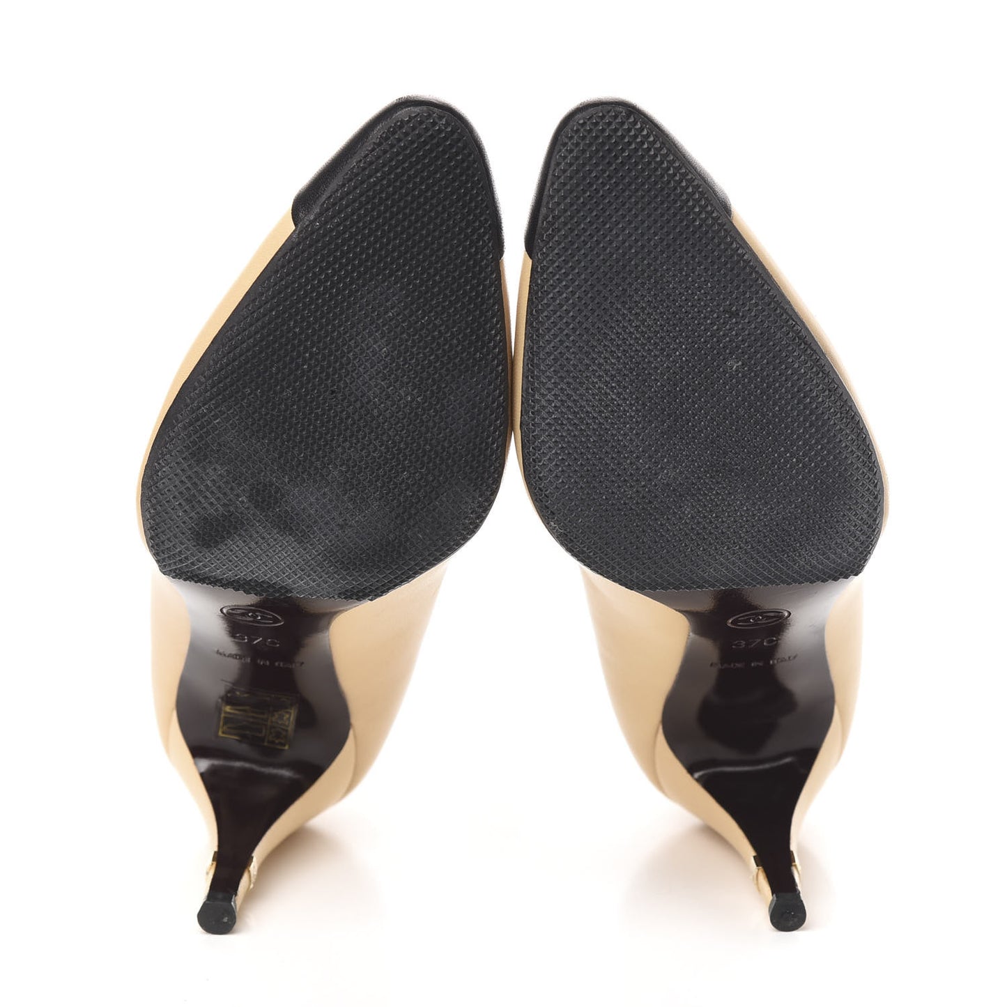 Lambskin Cap Toe CC Pumps 37 Beige Black