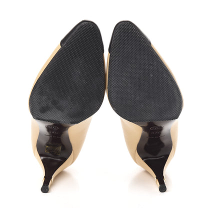 Chanel Lambskin Cap Toe CC Pumps 37 Beige Black 5 of 8
