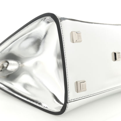 Salvatore Ferragamo Metallic Calfskin Small The Studio Box Bag Argento 9 of 13