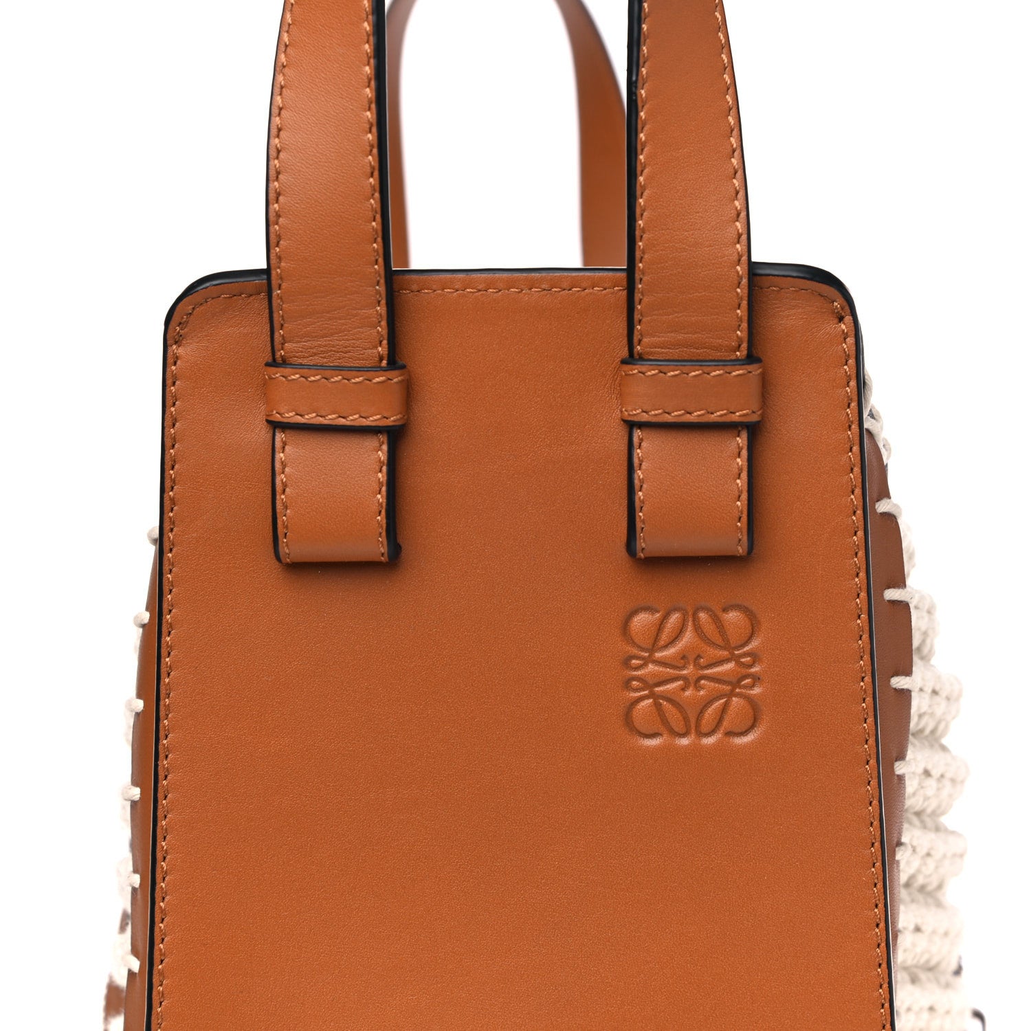 Loewe Calfskin Crochet Small Hammock Shoulder Bag Tan Natural 7 of 11