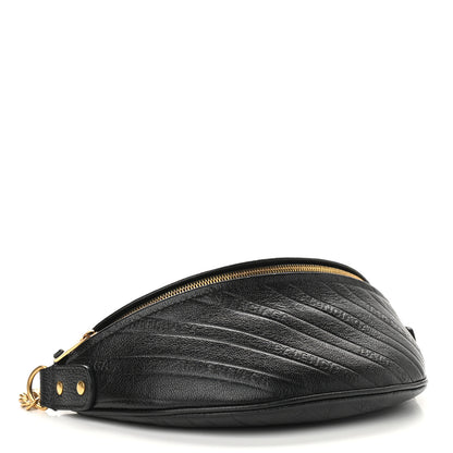 Balenciaga Shiny Goatskin Allover Logo Embossed XXS Souvenir Belt Bag Black 4 of 8