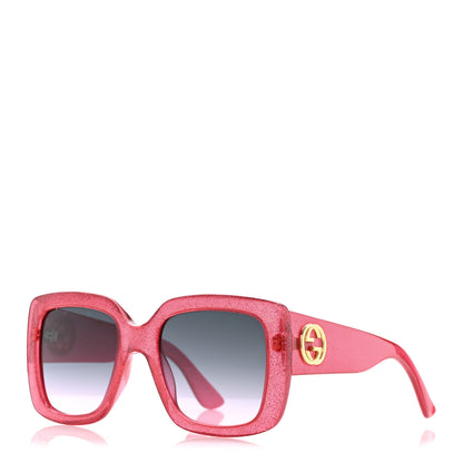 Gucci Acetate Square Frame Glitter GG0141S Sunglasses Pink 1 of 7
