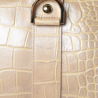 Versace Calfskin Crocodile Embossed Madonna Satchel Beige 15 of 18