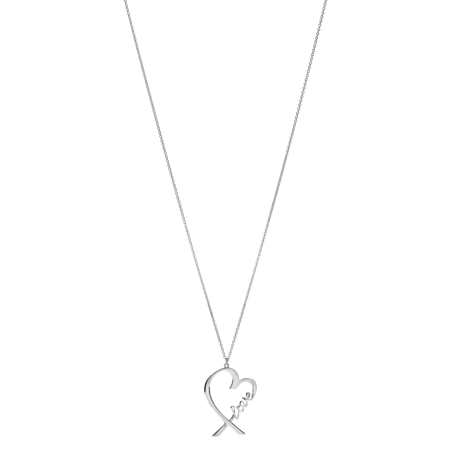 Tiffany Sterling Silver Paloma Picasso Loving Heart Love Pendant Necklace 1 of 6
