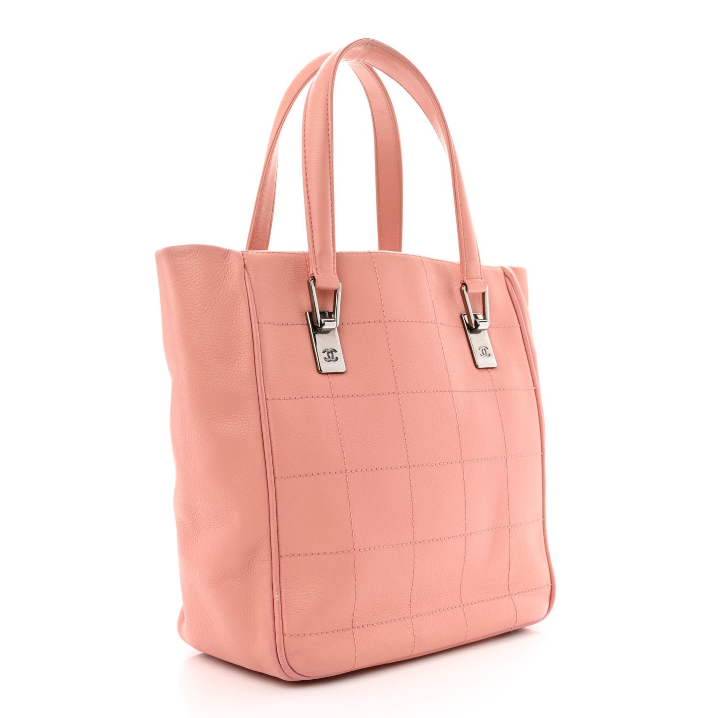Caviar Square Stitched Tote Pink