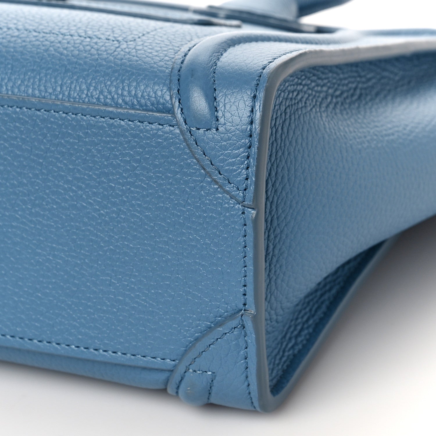 Celine Drummed Calfskin Nano Luggage Azure 8 of 10