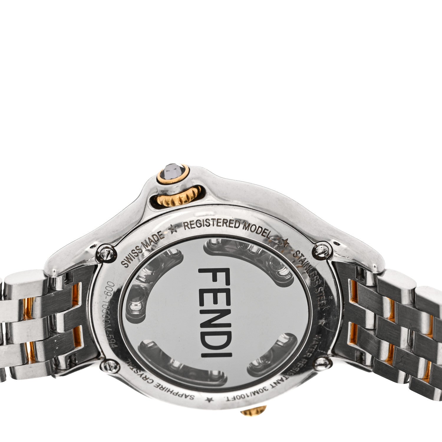 Fendi Stainless Steel Diamond Topaz 38mm Crazy Carats Two Tone Quartz Watch Silver 6 of 7