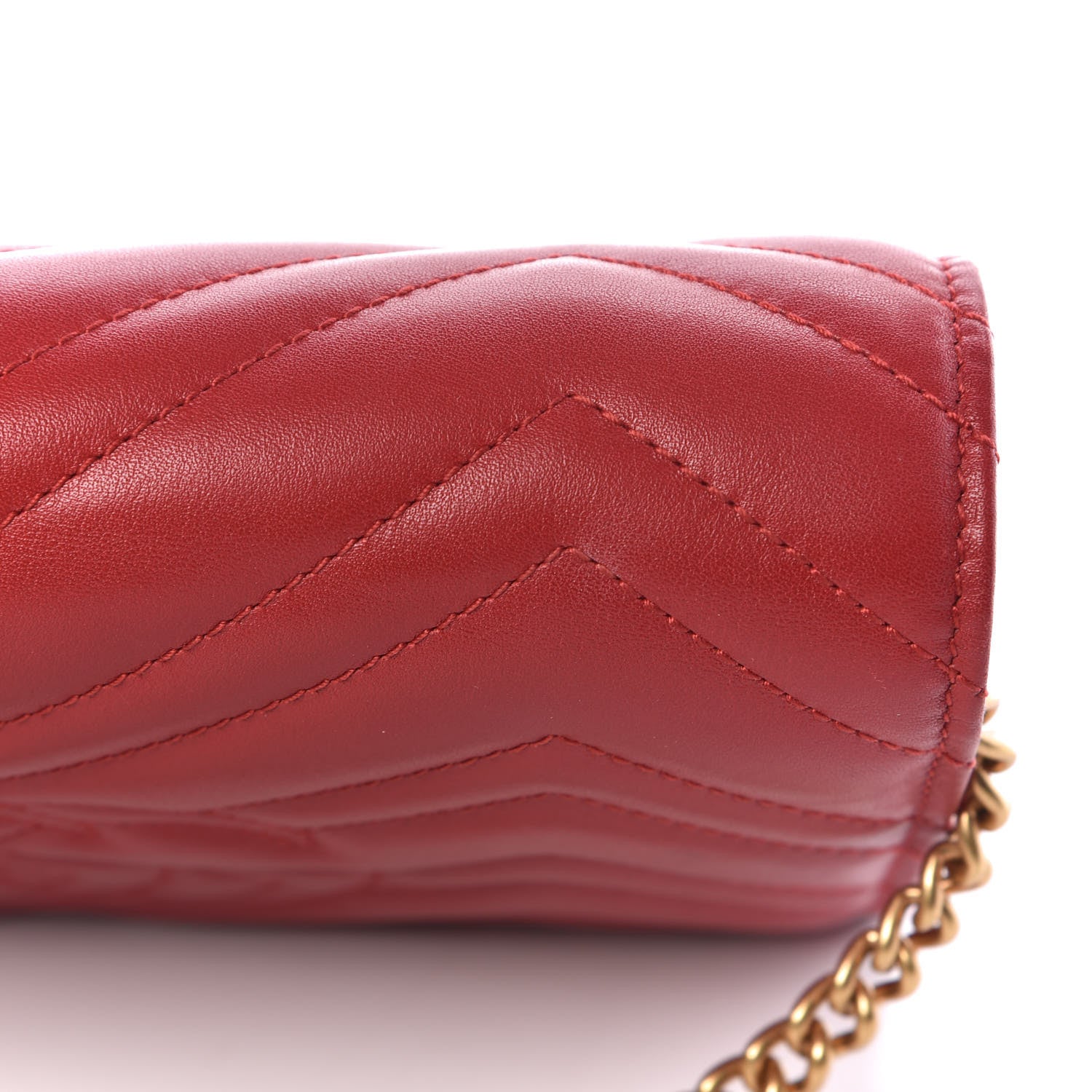 Gucci Calfskin Matelasse GG Marmont Chain Wallet Hibiscus Red 13 of 13