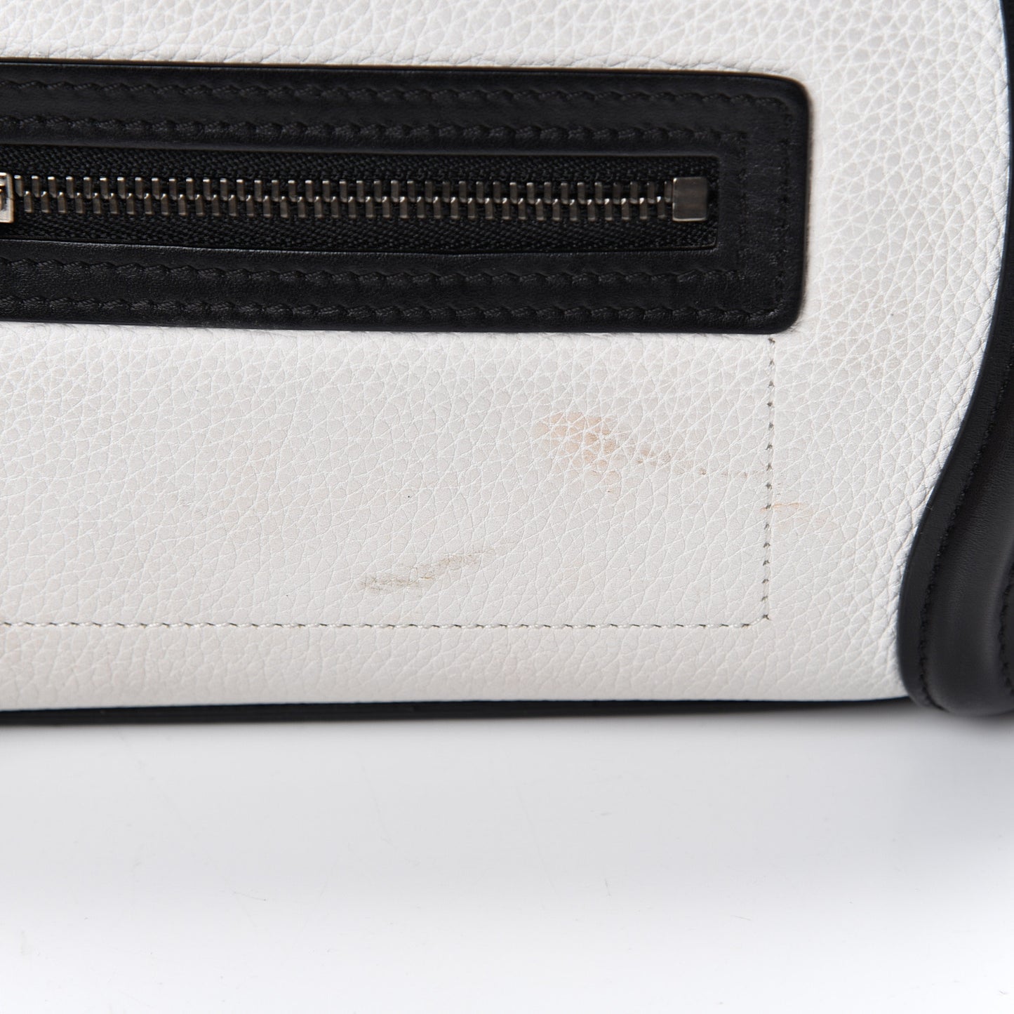 Grained Baby Calfskin Nubuck Nano Tri-Color Luggage White