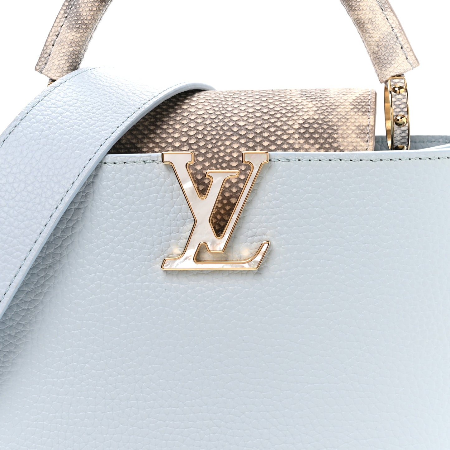 Taurillon Snakeskin Capucines BB Olympe Blue