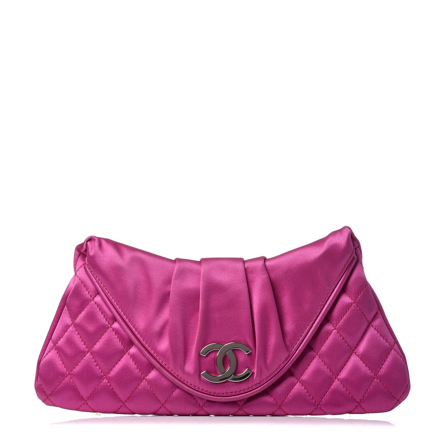Satin Quilted Flap Clutch Fuchsia