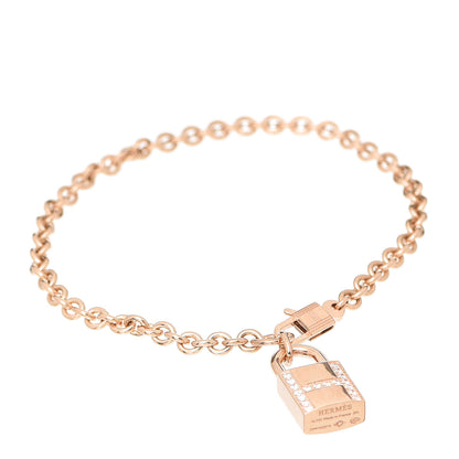 Hermes 18K Rose Gold Diamond Amulettes Cadenas Bracelet SH 1 of 6