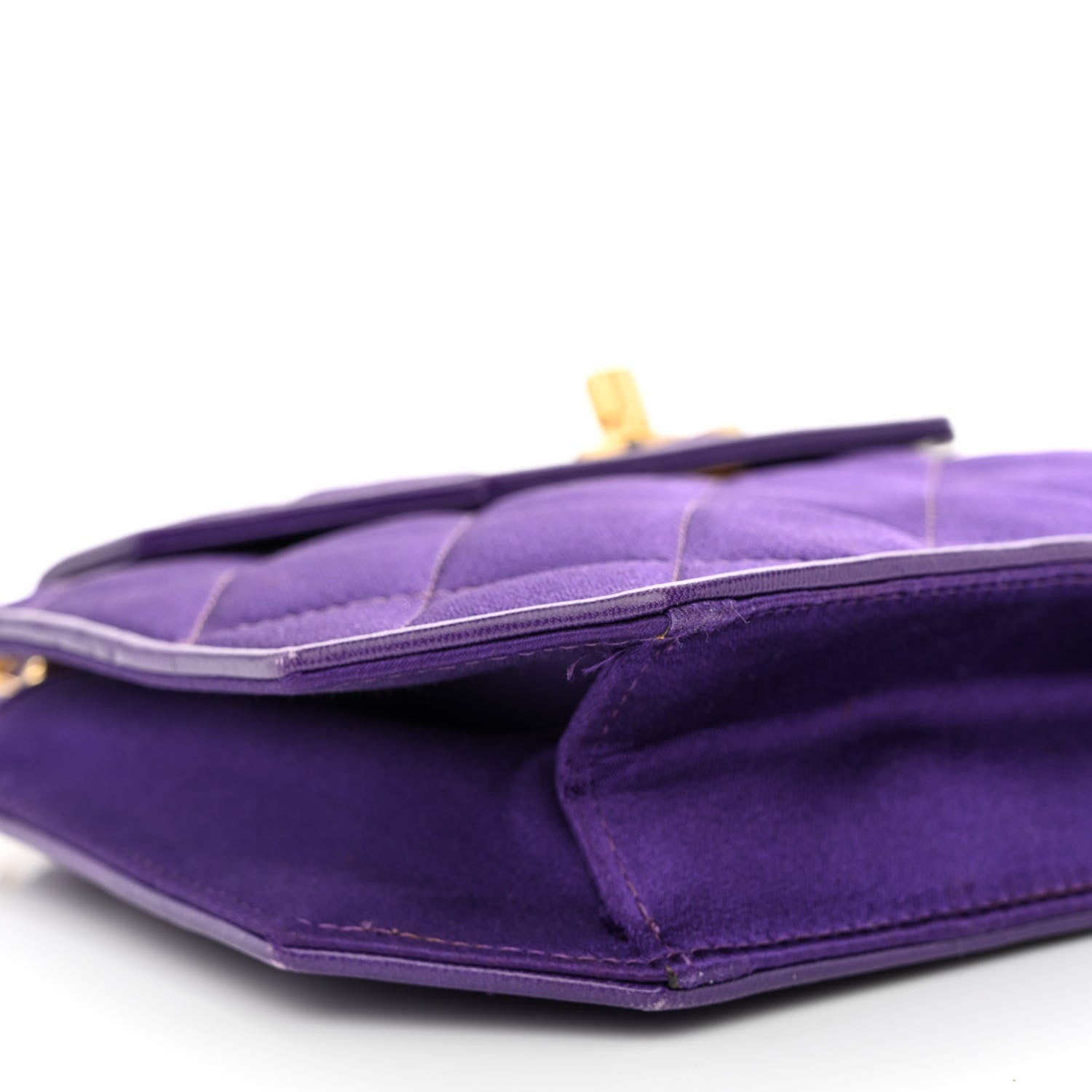 Chanel Satin Quilted Flap Shoulder Bag Purple 10 of 12