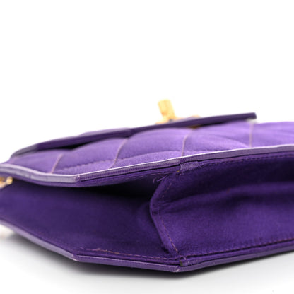 Chanel Satin Quilted Flap Shoulder Bag Purple 10 of 12