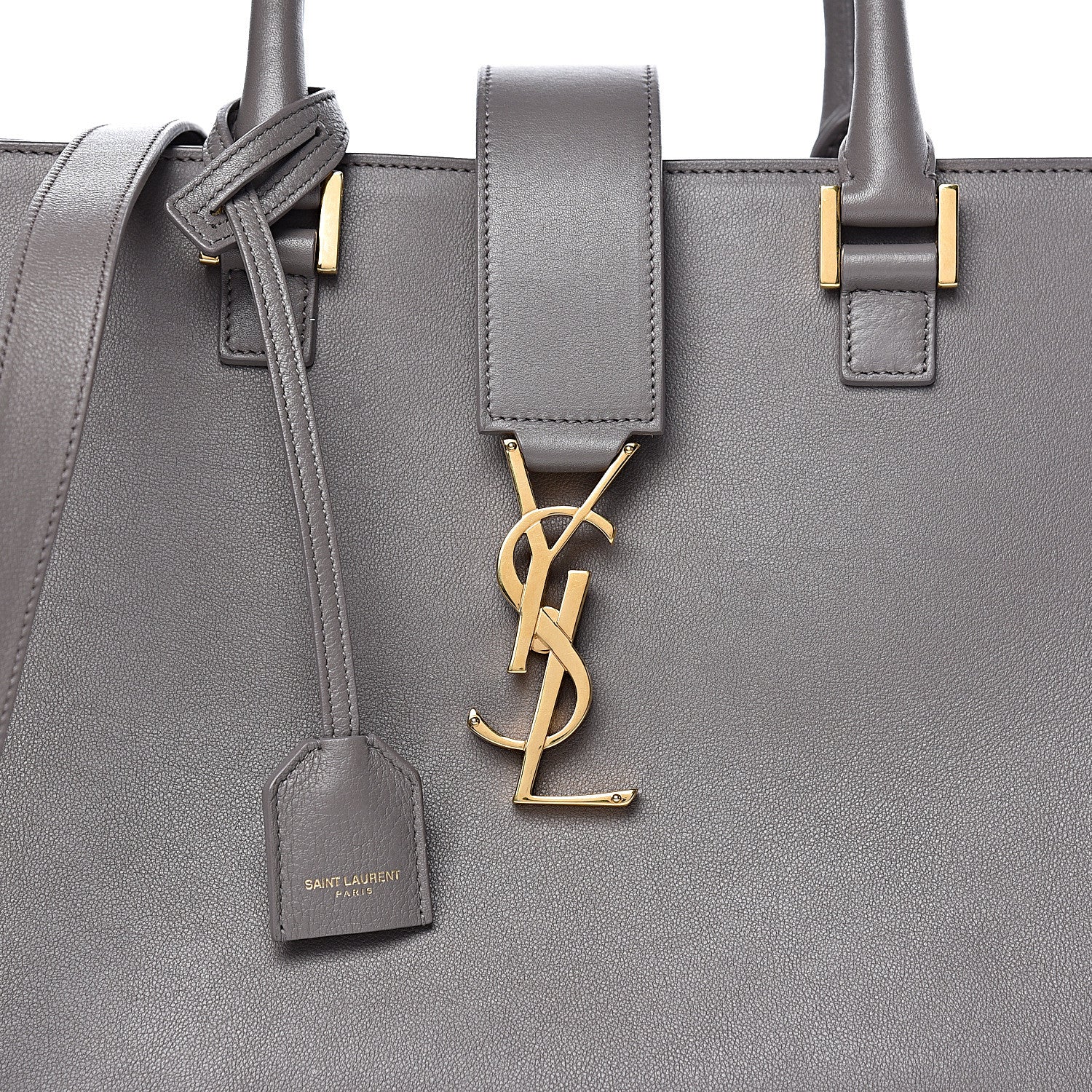 Saint Laurent Smooth Calfskin Medium Monogram Cabas Fog 17 of 17