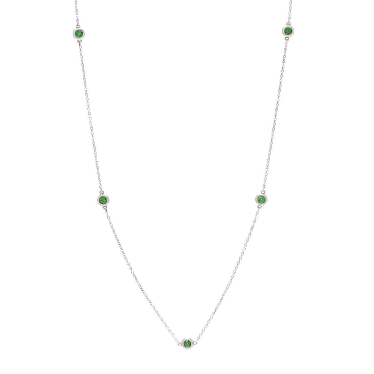 Sterling Silver Tsavorite Elsa Peretti 5 Station Color by the Yard Necklace