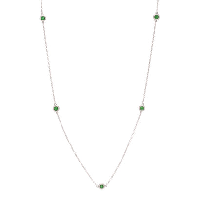 Tiffany Sterling Silver Tsavorite Elsa Peretti 5 Station Color by the Yard Necklace 1 of 7