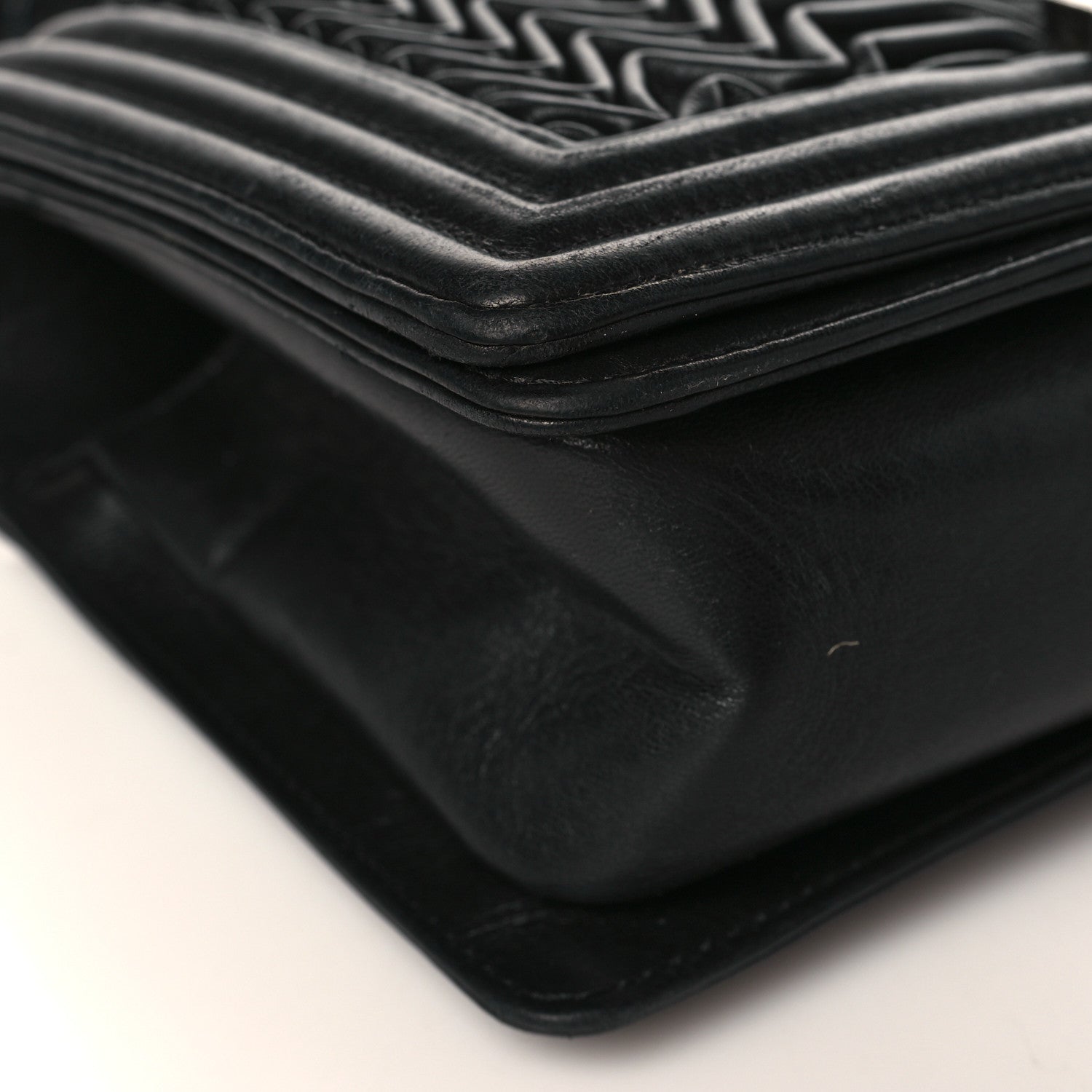 Chanel Calfskin Pleated Medium Boy Flap Black 7 of 8