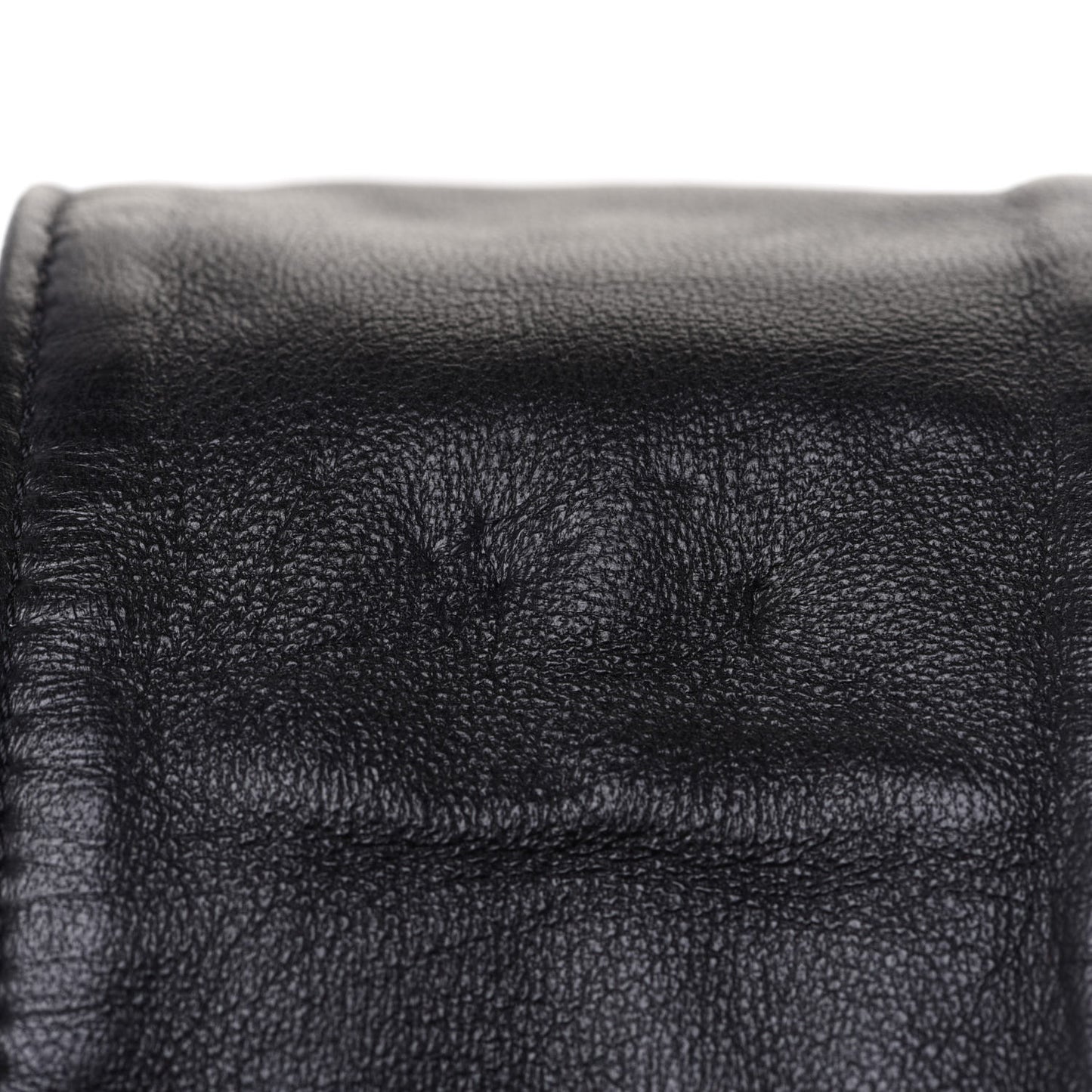 Lambskin Stitched Chain Belt Black