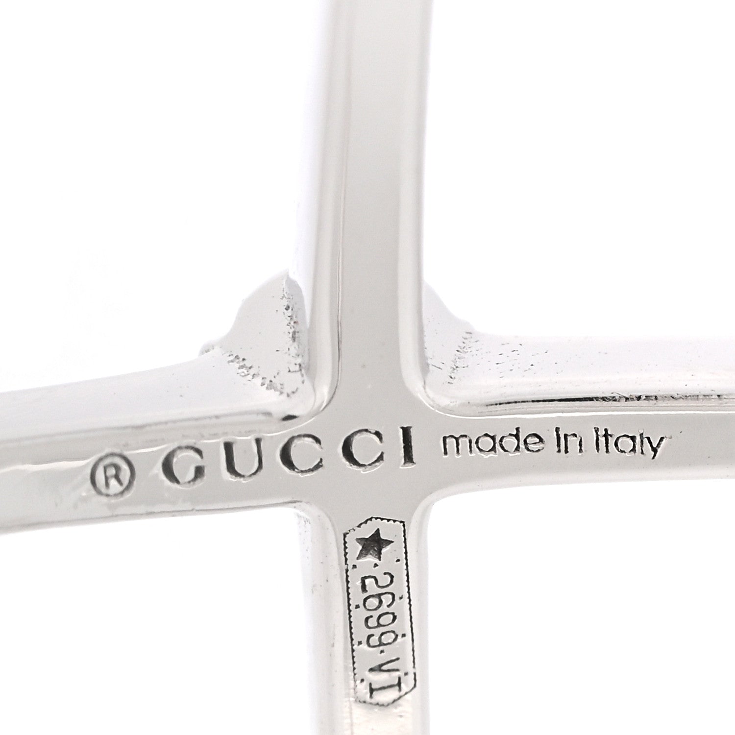 Gucci 18K White Gold Diamond Running G Cross Ring 55 7.25 5 of 5